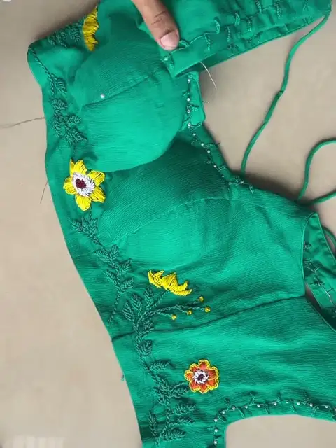 Georgette Embroidered Blouse — fabric works wearable artwork by Vibhuti Mehta