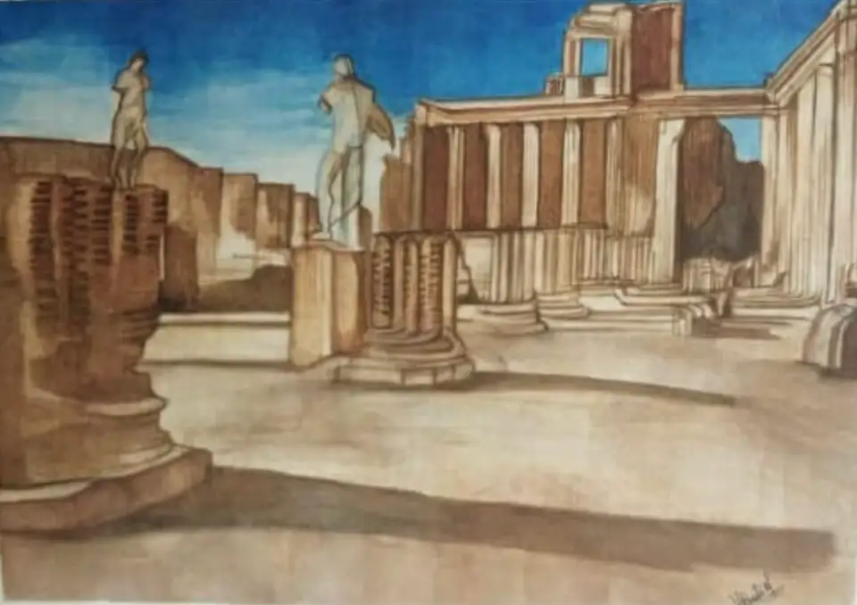 Pompei (Italy) — watercolor landscape by Vibhuti Mehta