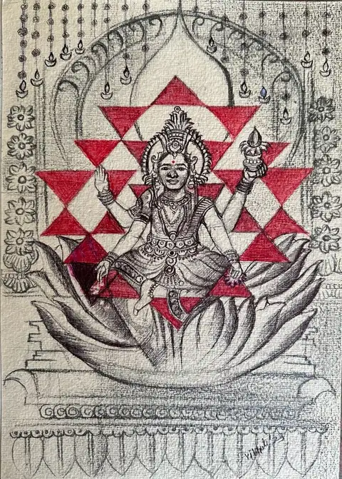 Shubha Laxmi — ballpoint pen devotional work by Vibhuti Mehta