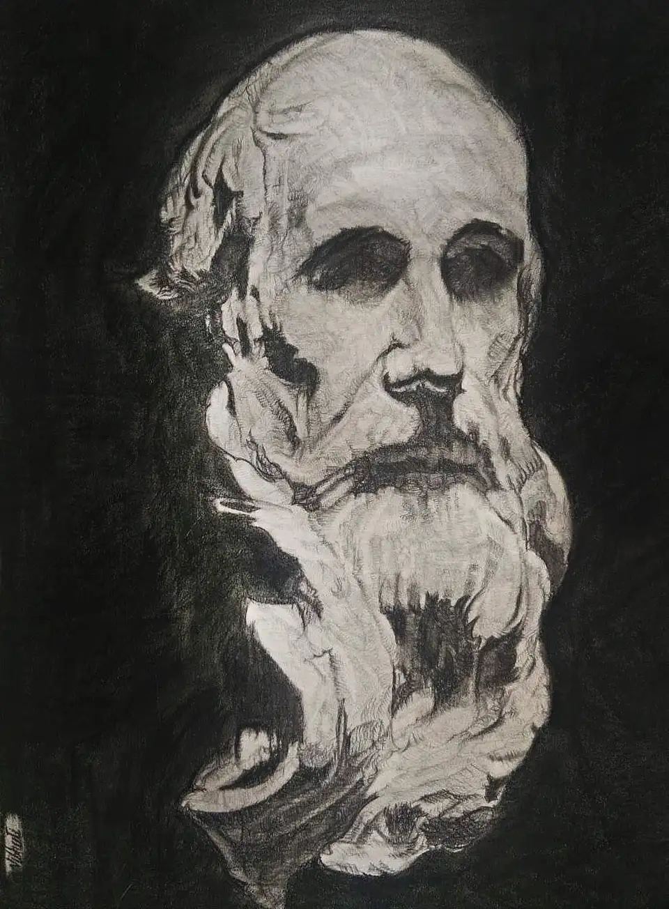 St. Jerome — charcoal devotional work by Vibhuti Mehta