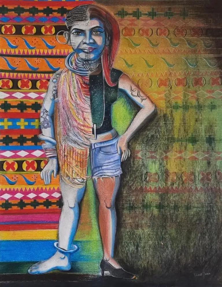 Then and Now — pastel portrait by Vibhuti Mehta